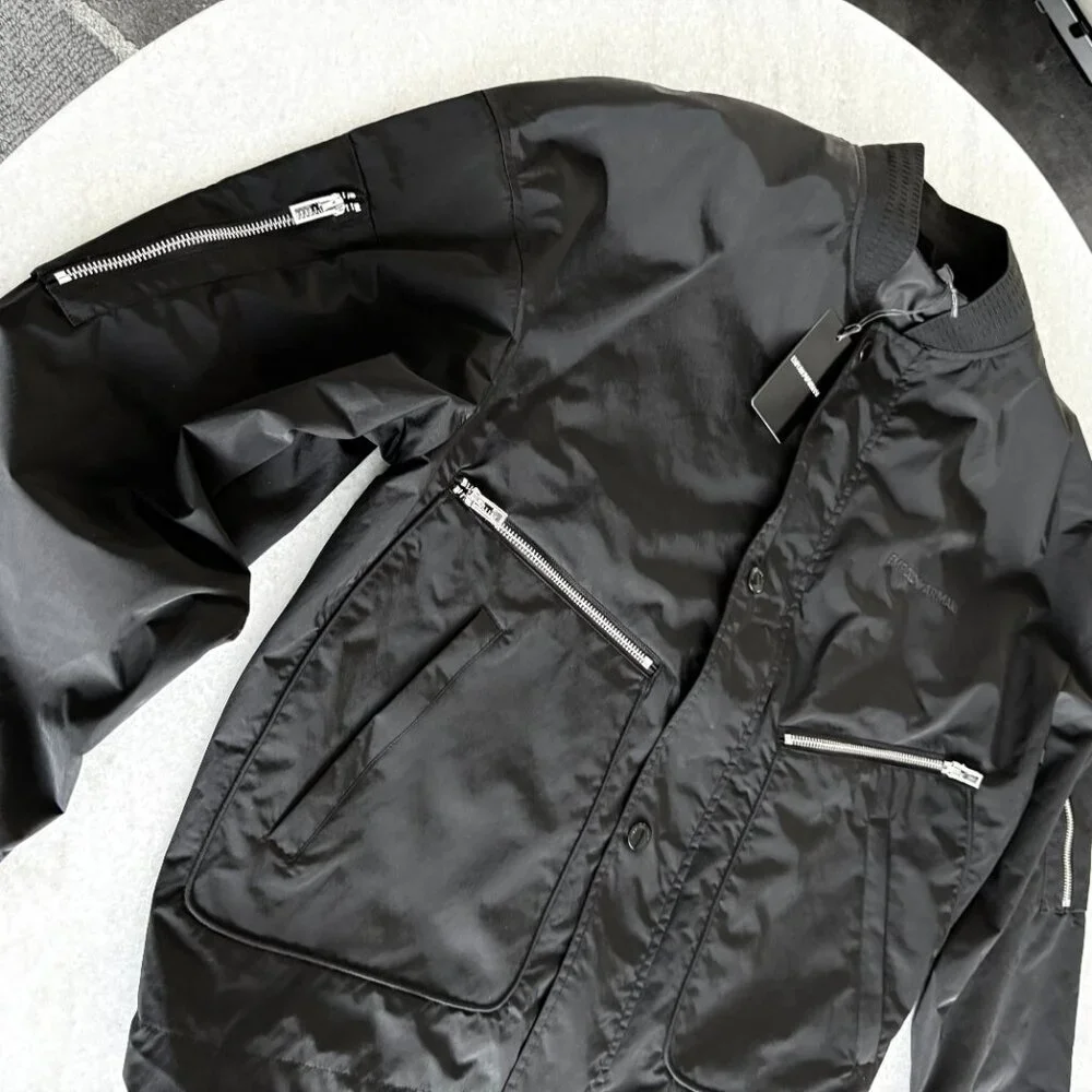 EMPORIO ARMANI Mens Black Nylon‎ Blouson Jacket Size 52, NWT $675